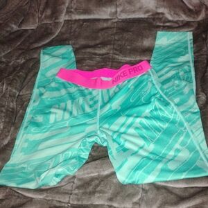 Nike Women's Aqua and Pink Leggings